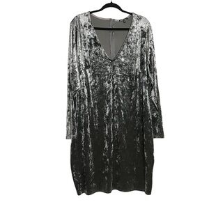 Vintage Charlotte Russe Y2K Fairy Grunge Gray Crushed Velvet Shift Dress Size 3X